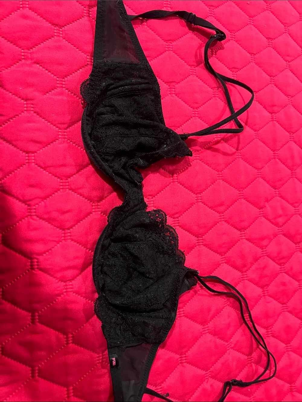 PINK Victoria's Secret Black Lace Underwire Bra